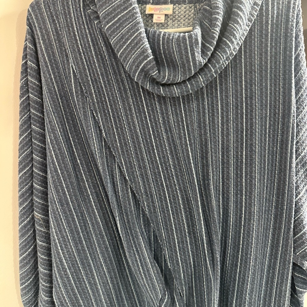 LuLaRoe Navy Striped Cowl Neck Sweater